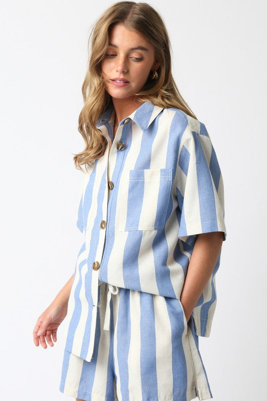 LENA STRIPE SHORTS AND SHIRT SET