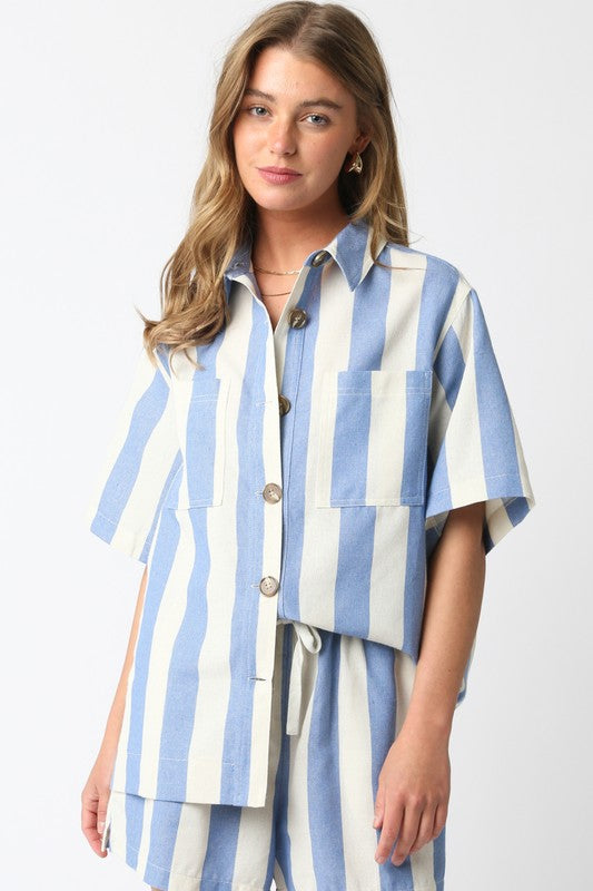 LENA STRIPE SHORTS AND SHIRT SET