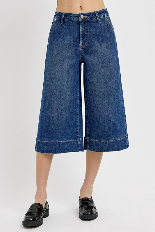 HIGH RISE CROP CULOTTE JEANS