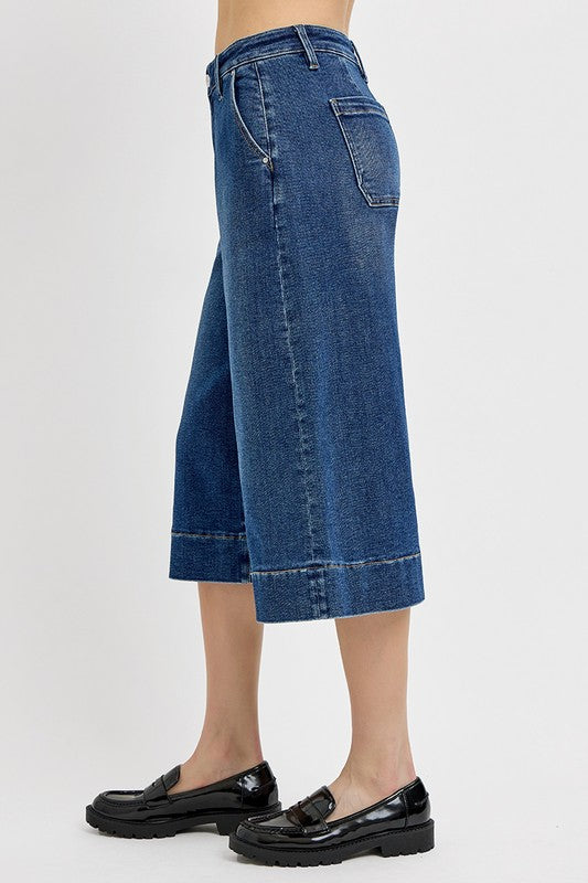 HIGH RISE CROP CULOTTE JEANS