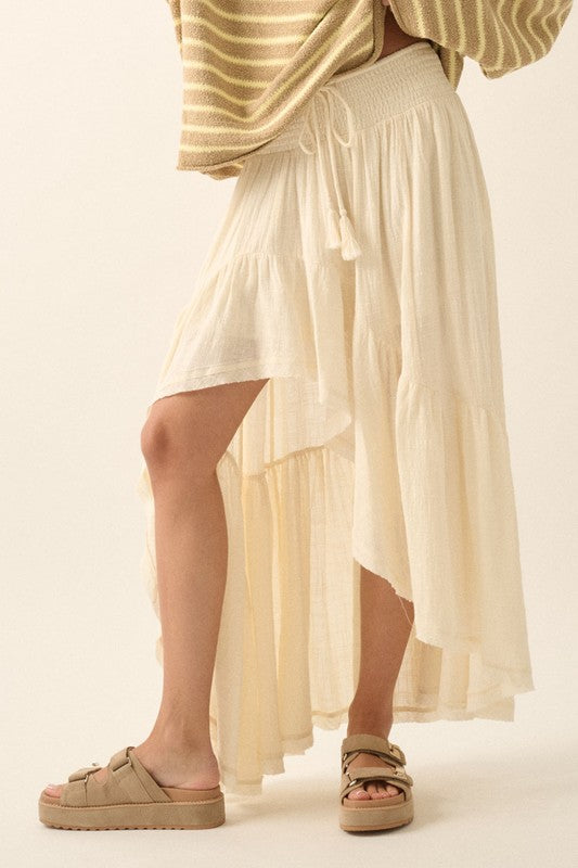Load image into Gallery viewer, PREMIUM LINE | COTTON HIGH LOW RUFFLE SKIRT
