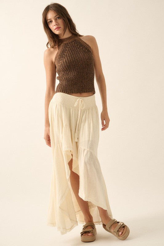 PREMIUM LINE | COTTON HIGH LOW RUFFLE SKIRT