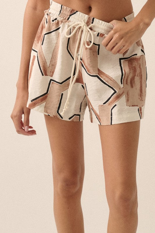 PREMIUM LINE | ABSTRACT COLORBLOCK PRINT SHORTS | RESTOCKED