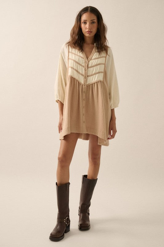 PREMIUM LINE | COTTON BABYDOLL MINI DRESS