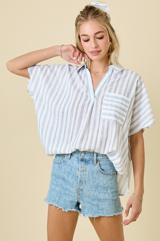STRIPED COLLARED SHIRT