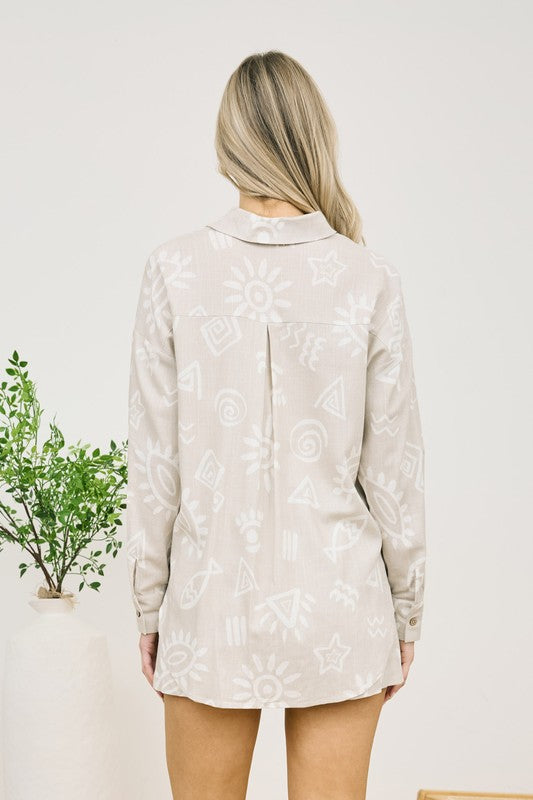 DOODLE PRINT BUTTON DOWN SHIRT