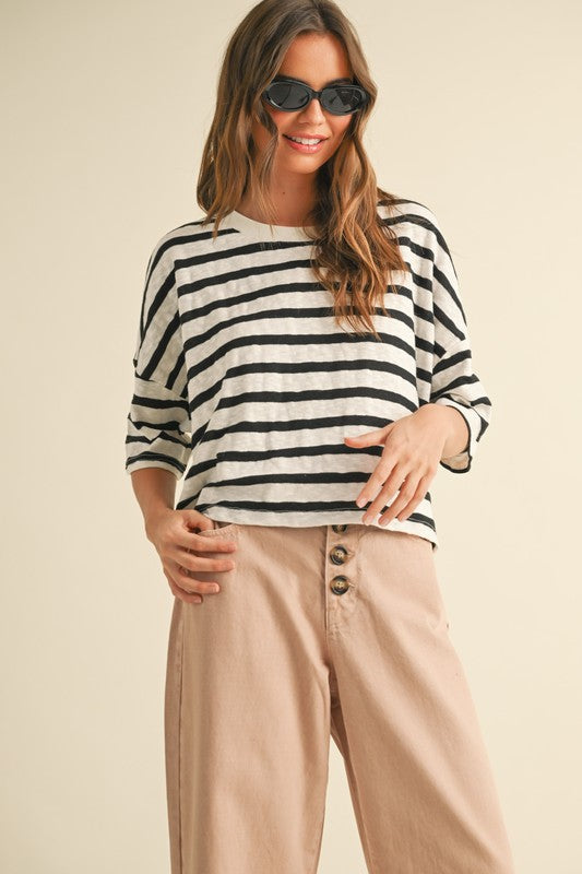 MIOU MUSE | STRIPED KNITTED TOP