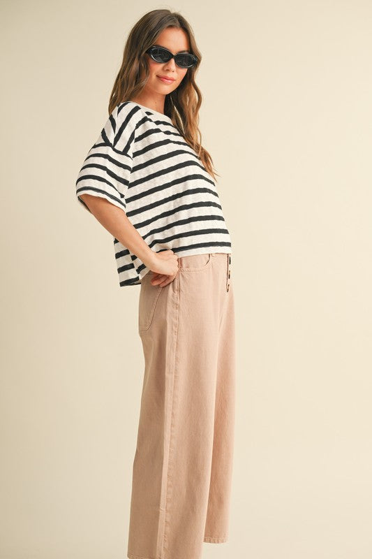 MIOU MUSE | STRIPED KNITTED TOP