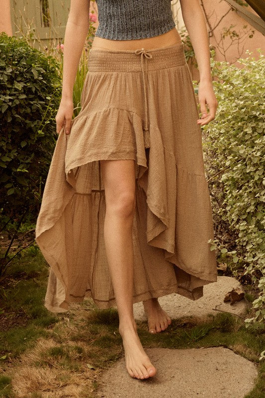 PREMIUM LINE | COTTON HIGH LOW RUFFLE SKIRT | NEW COLOR