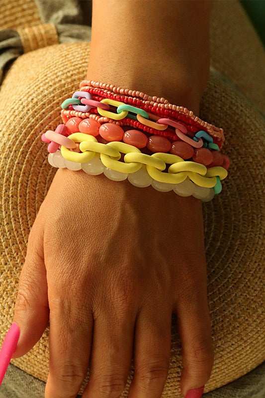 MULTI COLOR CHAIN STACKABLE BRACELET