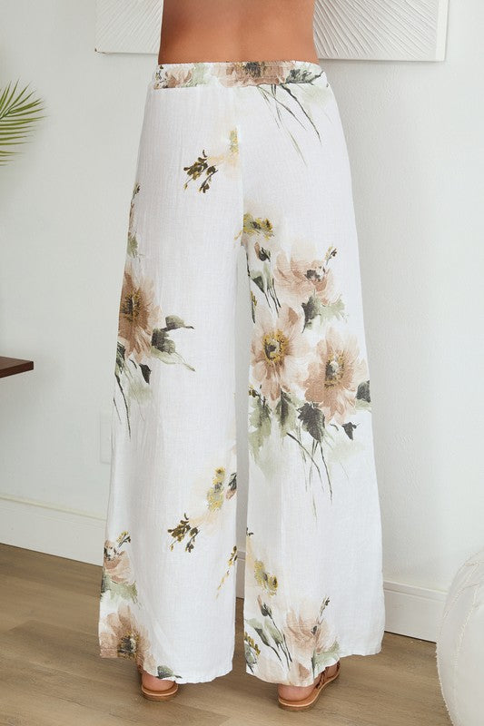 THE MAGNOLIA FLOWER LINEN PANTS