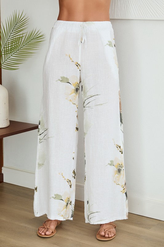 THE MAGNOLIA FLOWER LINEN PANTS