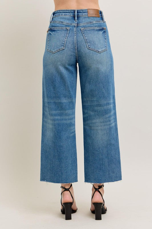 JUDY BLUE | MAGIC RIDGE CROP WIDE LEG JEANS
