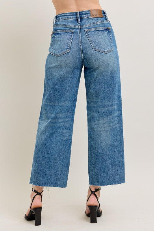 JUDY BLUE | MAGIC RIDGE CROP WIDE LEG JEANS