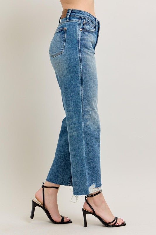 JUDY BLUE | MAGIC RIDGE CROP WIDE LEG JEANS