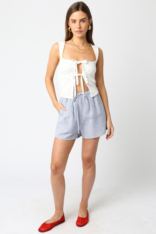 PREMIUM LINE | THE VANESSA STRIPED LINEN SHORTS