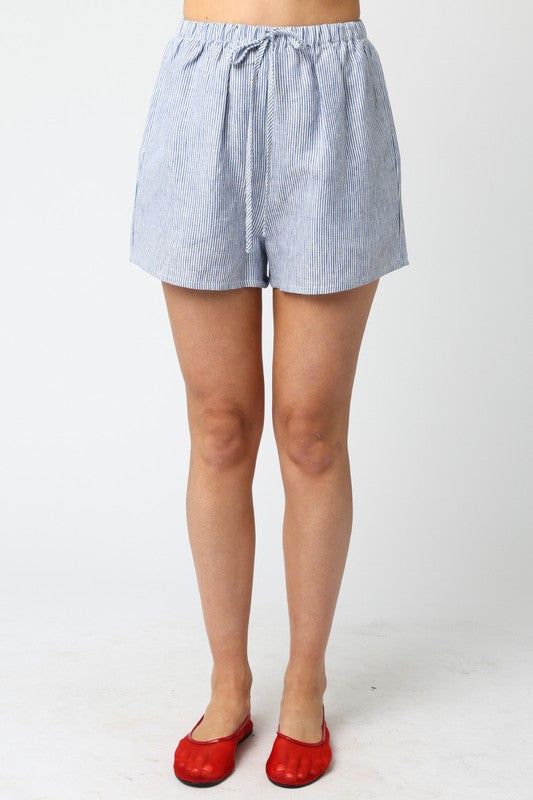 PREMIUM LINE | THE VANESSA STRIPED LINEN SHORTS
