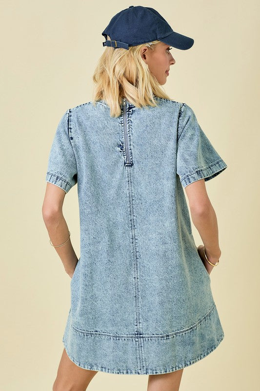THE HARLOW DENIM MINI DRESS THE HARLOW DENIM MINI DRESS