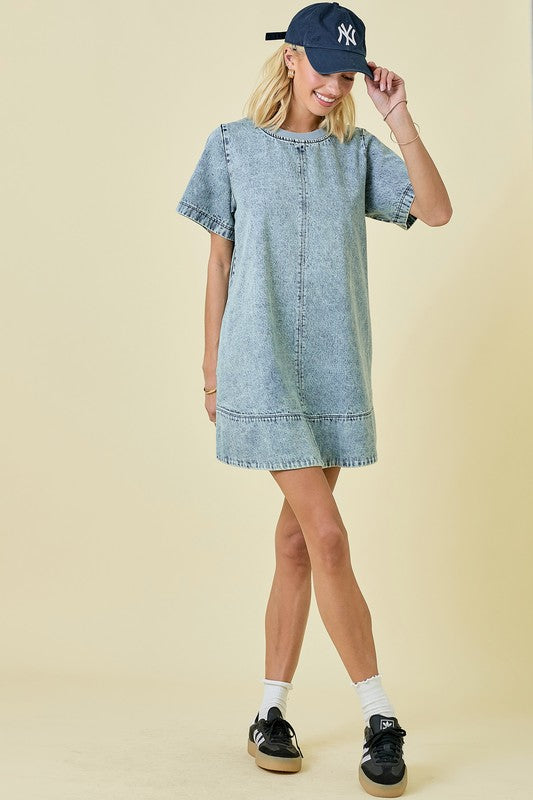 THE HARLOW DENIM MINI DRESS THE HARLOW DENIM MINI DRESS