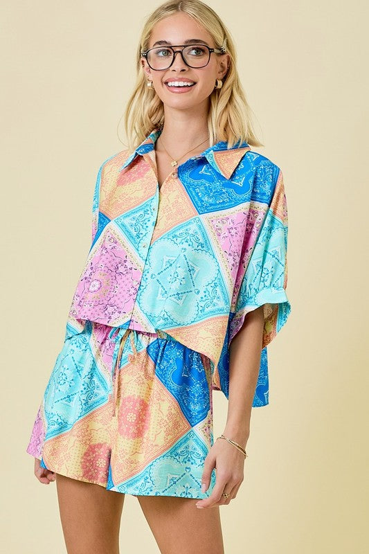 BANDANA PRINT TOP AND SHORT SET