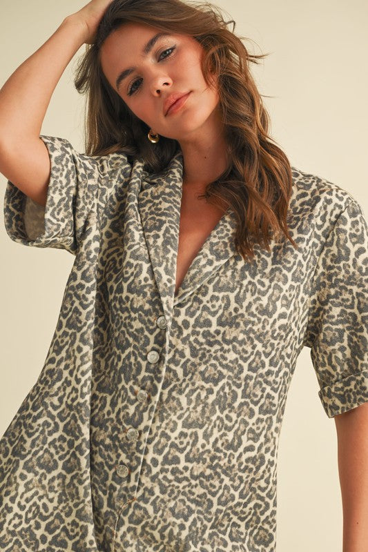 THE RELAXED FIT LEOPARD PRINT ROMPER