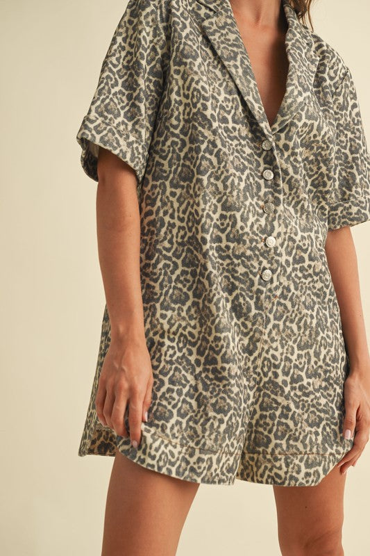 THE RELAXED FIT LEOPARD PRINT ROMPER