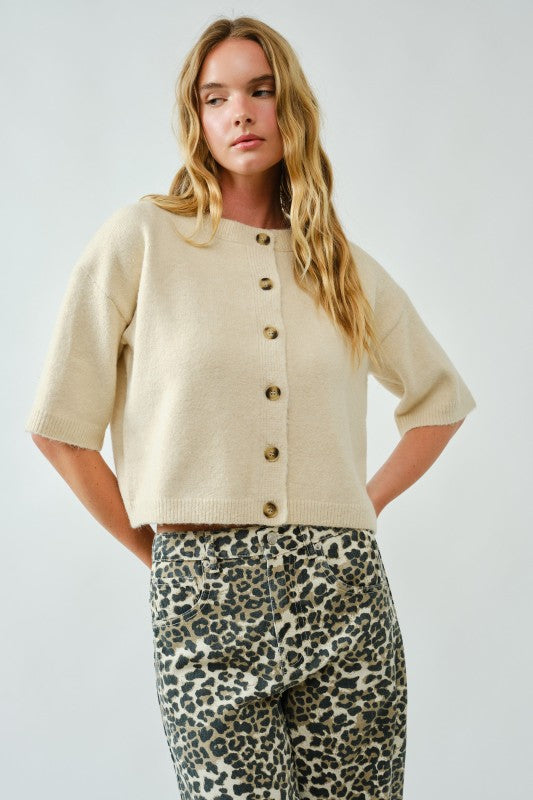 THE BUTTON DOWN WIDE SLEEVE CARDIGAN TOP