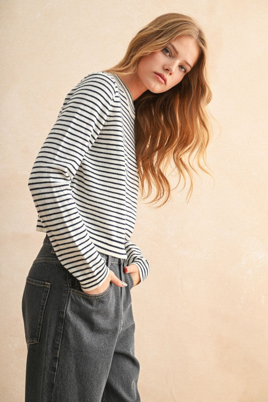MIOU MUSE | STRIPED SWEATER TOP