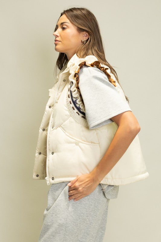 THE LYNN EMBROIDERED PUFFER VEST