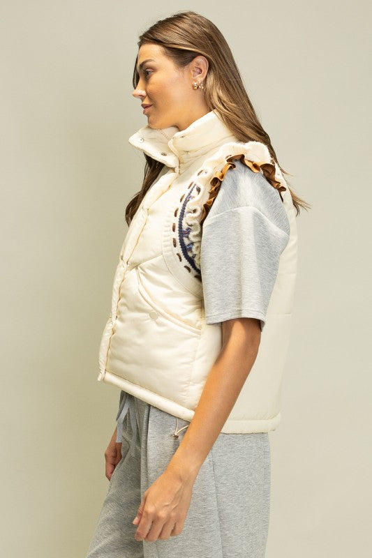 THE LYNN EMBROIDERED PUFFER VEST
