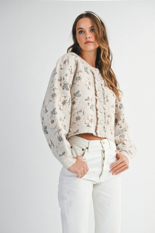 THE FLORAL JACQUARD KNIT CARDIGAN