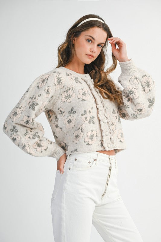 THE FLORAL JACQUARD KNIT CARDIGAN