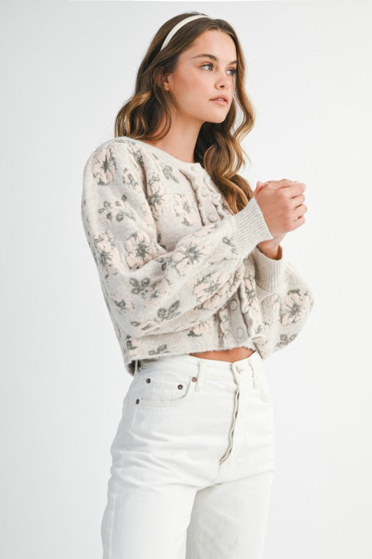 THE FLORAL JACQUARD KNIT CARDIGAN