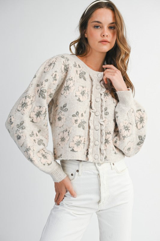 THE FLORAL JACQUARD KNIT CARDIGAN