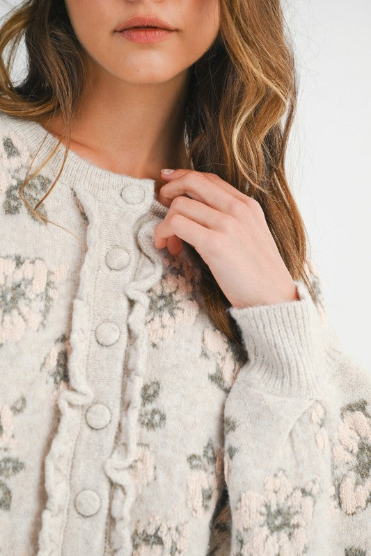 THE FLORAL JACQUARD KNIT CARDIGAN