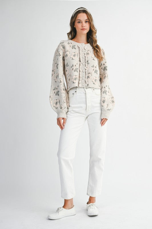 THE FLORAL JACQUARD KNIT CARDIGAN