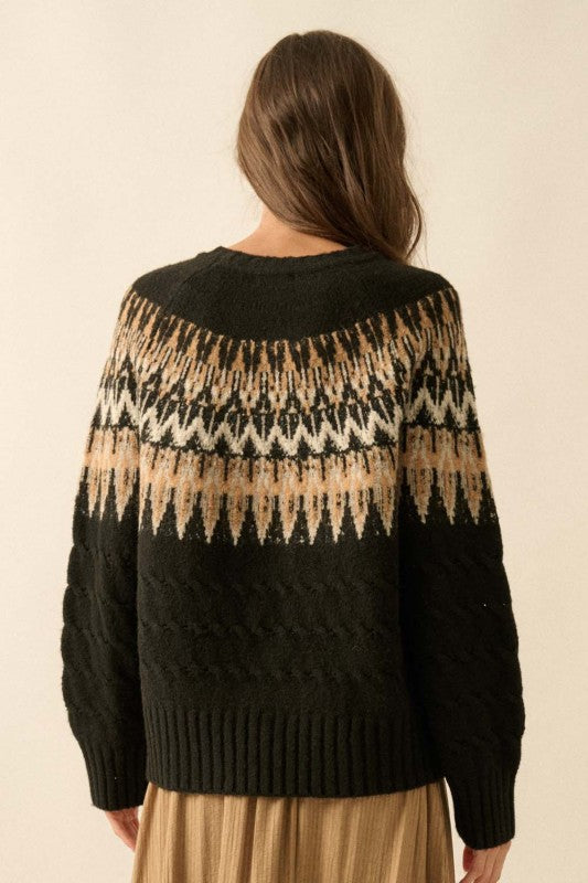 PREMIUM LINE | CABLE KNIT FAIR ISLE SWEATER | NEW COLOR