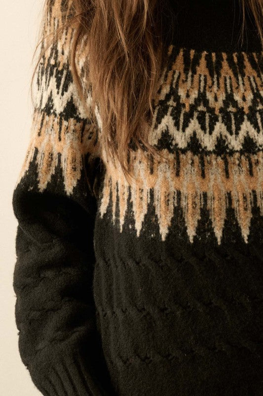 PREMIUM LINE | CABLE KNIT FAIR ISLE SWEATER | NEW COLOR