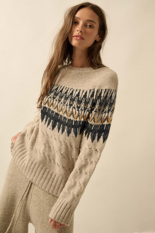 PREMIUM LINE | CABLE KNIT FAIR ISLE SWEATER