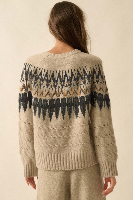 PREMIUM LINE | CABLE KNIT FAIR ISLE SWEATER