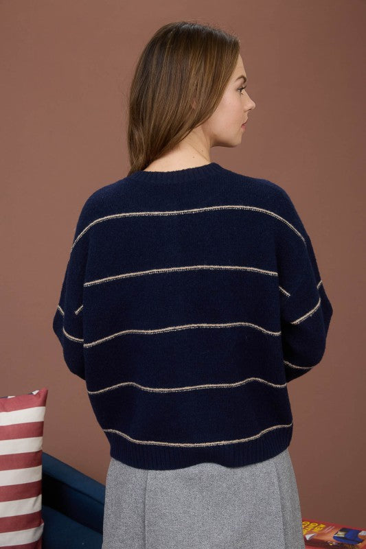 STRIPE BUTTON DOWN CARDIGAN