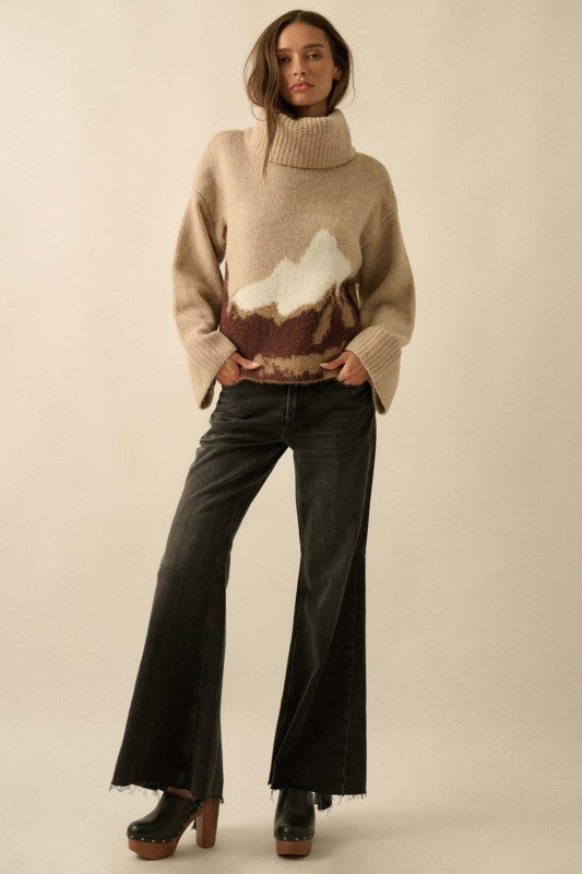 MOUNTAIN JACQUARD KNIT TURTLENECK SWEATER