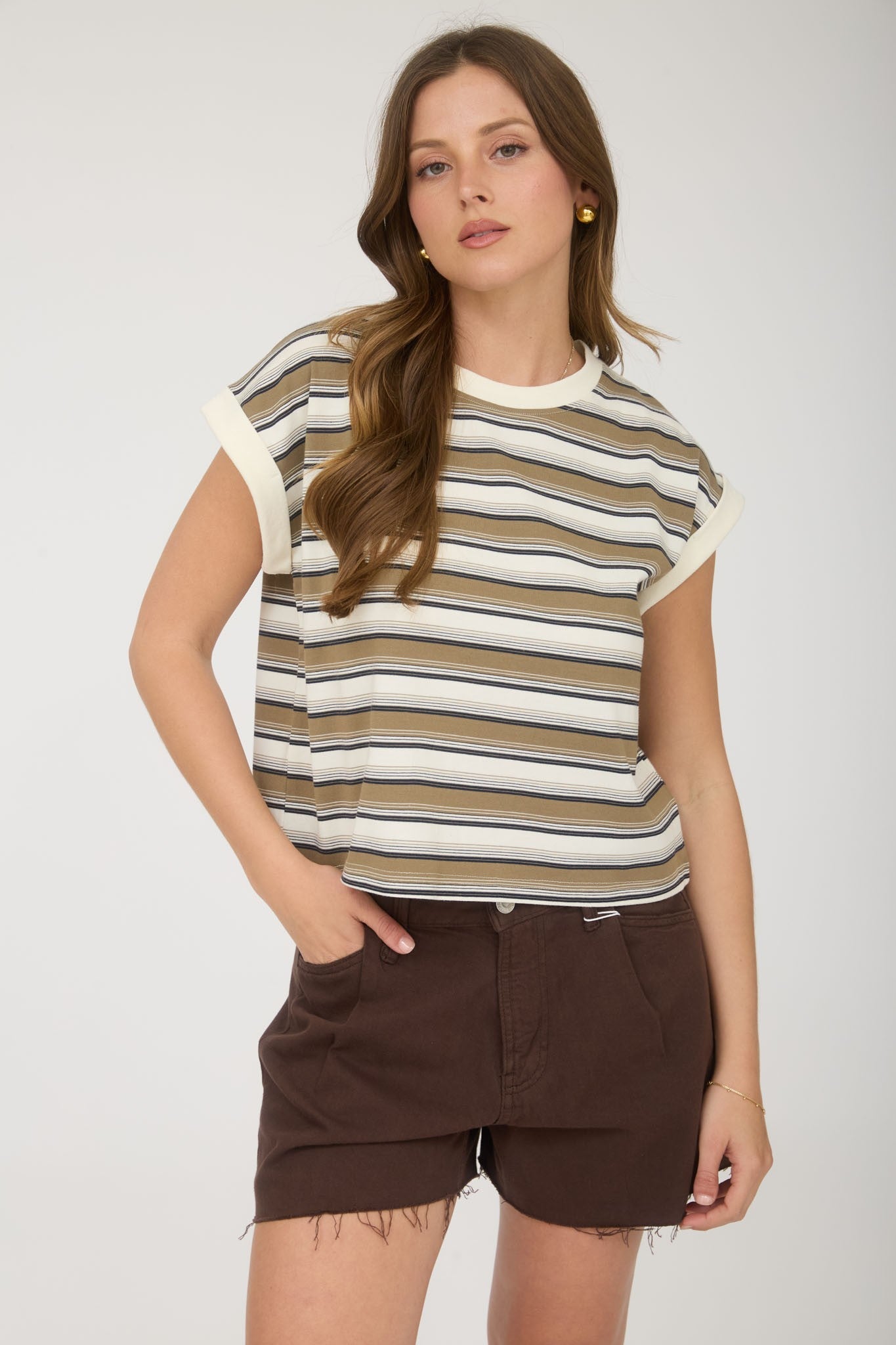 THE STRIPE CREWNECK KNIT TOP
