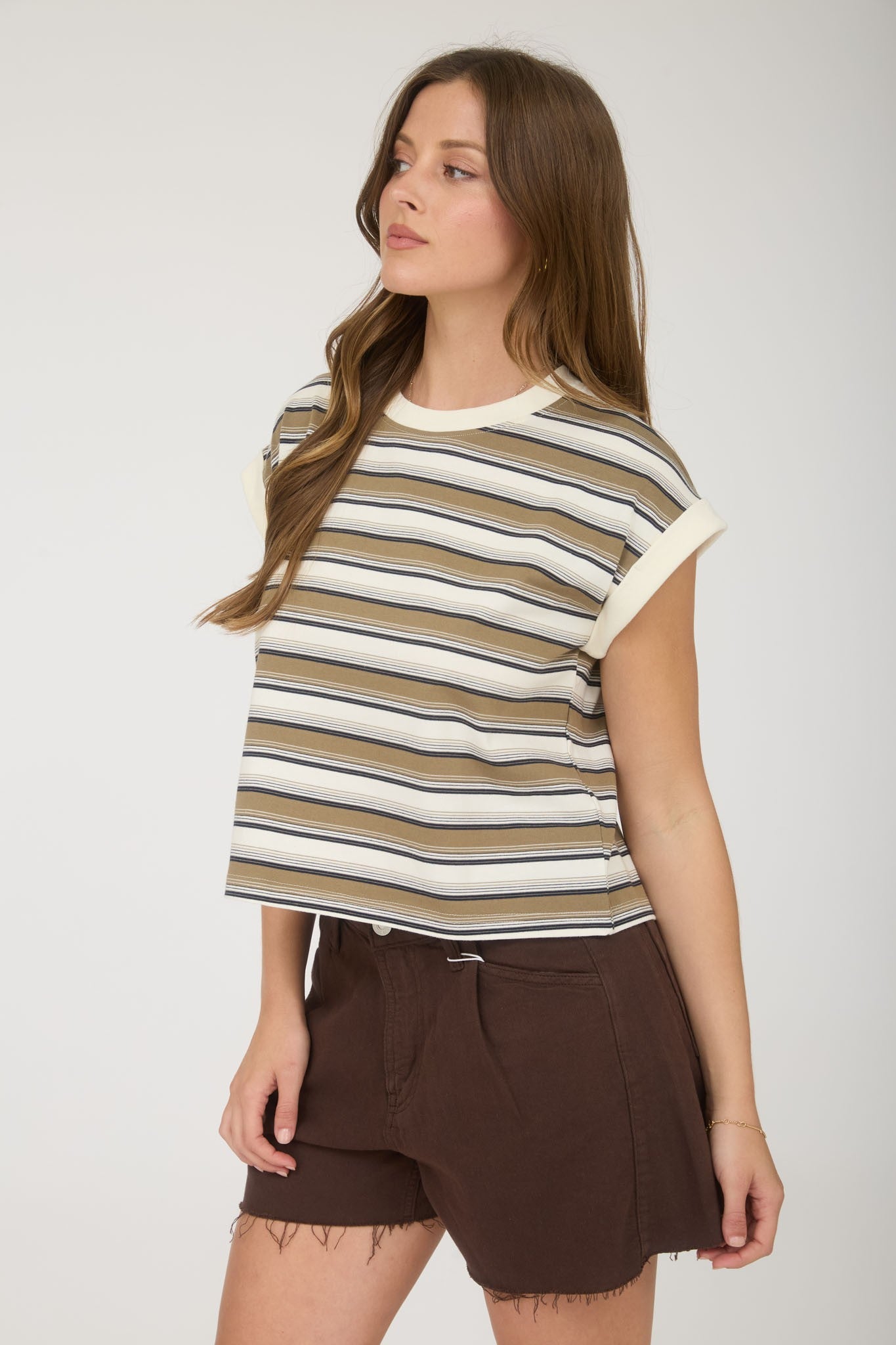 THE STRIPE CREWNECK KNIT TOP
