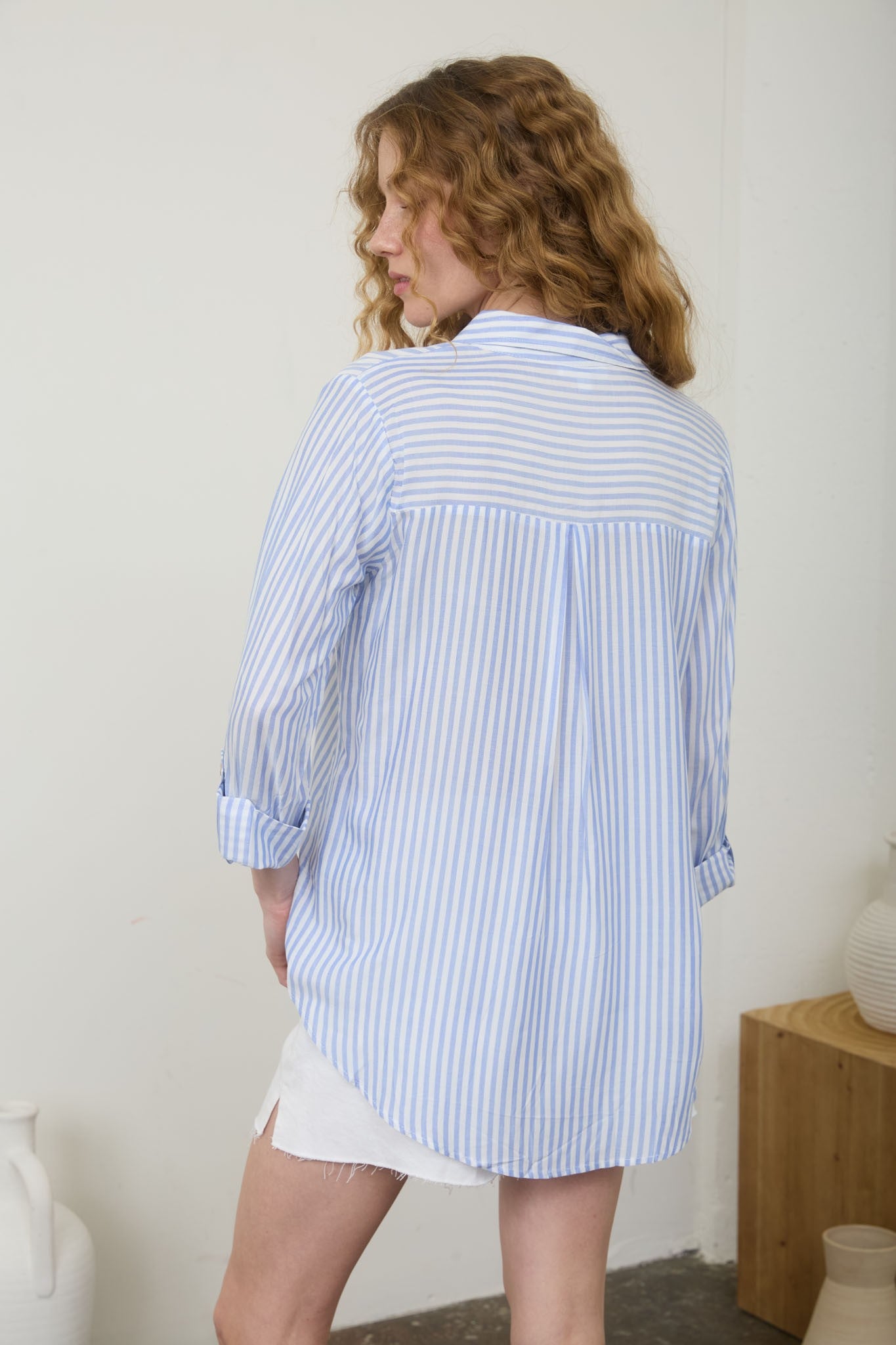 THE STRIPE COLLARED BUTTON DOWN | BLUE