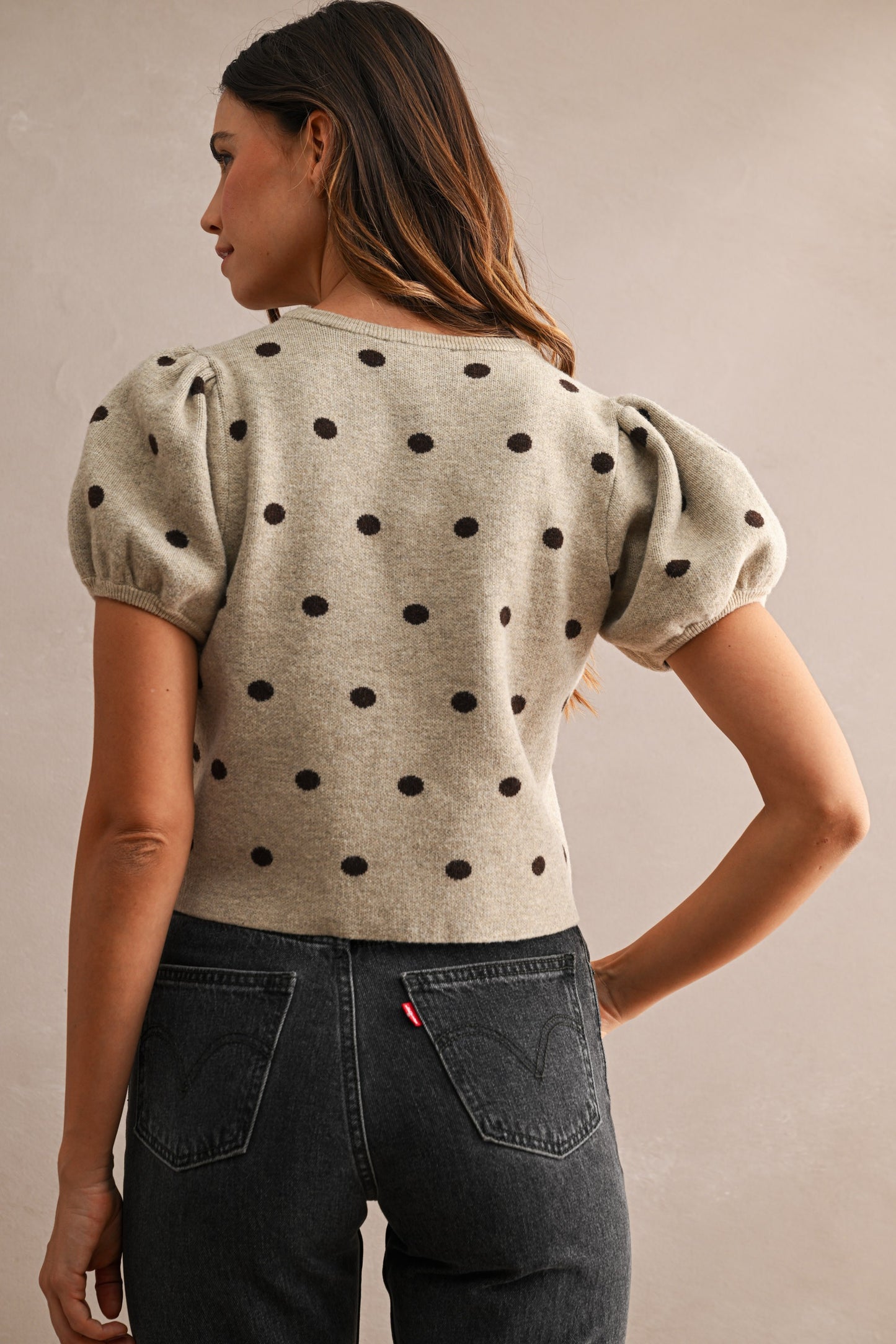 THE POLKA DOT BUTTON DOWN KNIT TOP