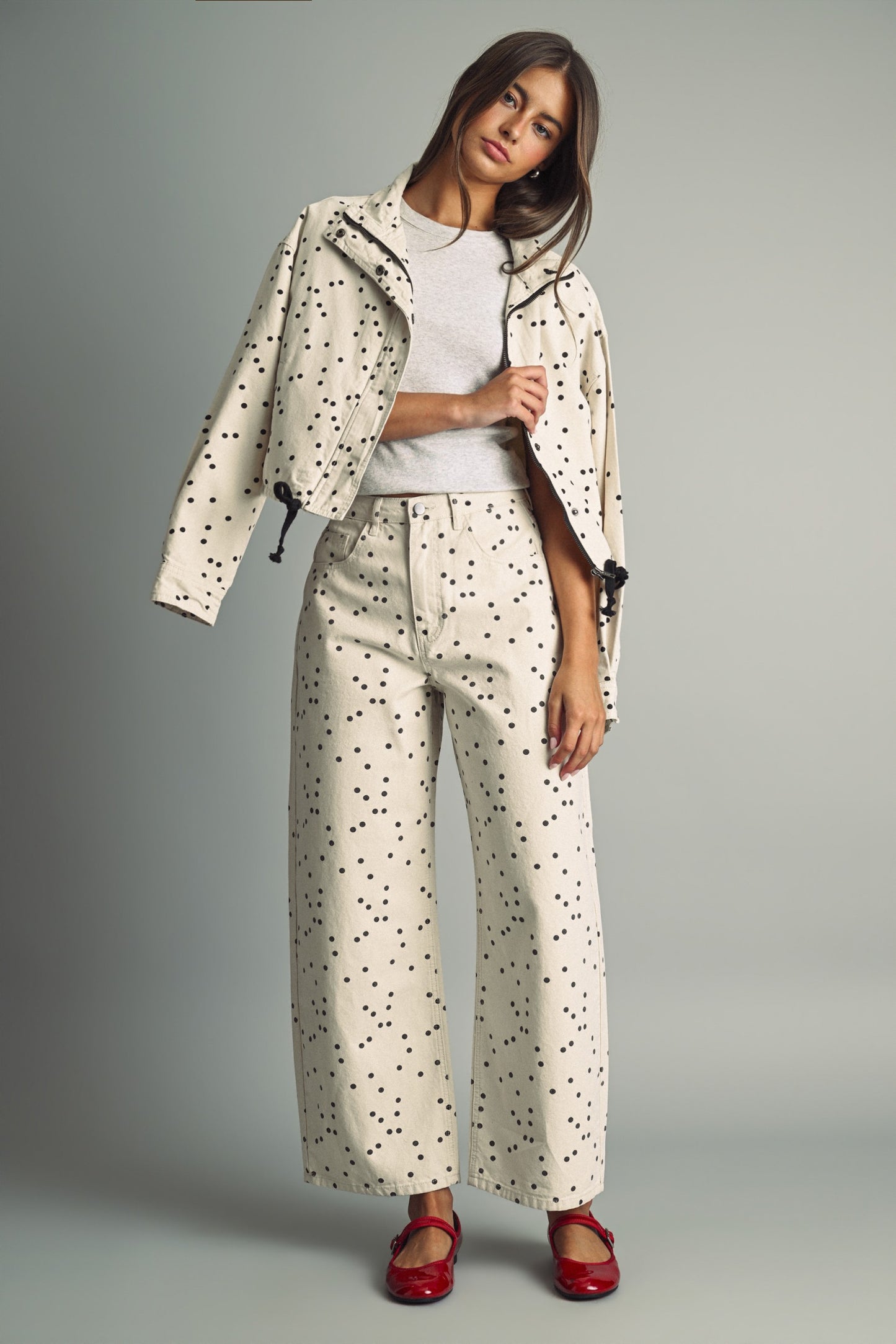 THE POLKA DOT HIGH NECK JACKET | ECRU