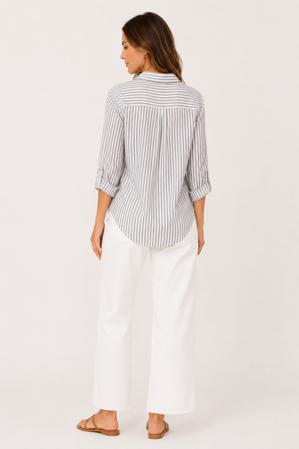 THE STRIPE COLLARED BUTTON DOWN | GRAY