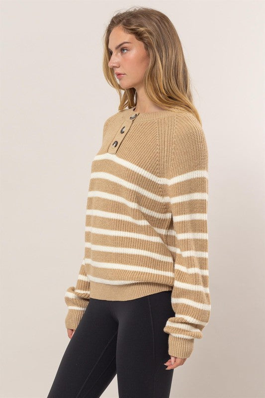 STRIPED HENLEY SWEATER