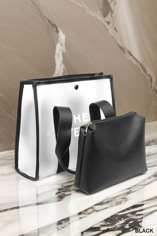 2 COLORS | CLEAR LARGE THE TOTE BAG & POUCH 2PC SET